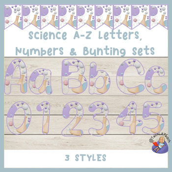 Preview of SCIENCE Themed Letters, Numbers & Bunting BULLETIN BOARD