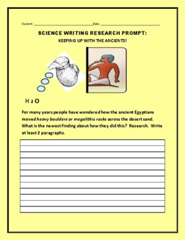 Preview of SCIENCE WRITING RESEARCH PROMPT: KEEPING UP WITH THE ANCIENTS/ GRS.9-12, SCIENCE