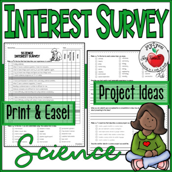 Preview of FIRST DAY SCIENCE CLASS INTEREST INVENTORY and PROJECT IDEAS