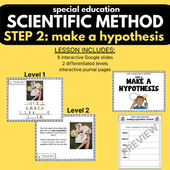Preview of SCIENTIFIC METHOD LESSONS Step 2: Make a Hypothesis || Special Education
