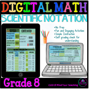 Preview of SCIENTIFIC NOTATION DIGITAL MATH ACTIVITY 8th Grade Math EE.3