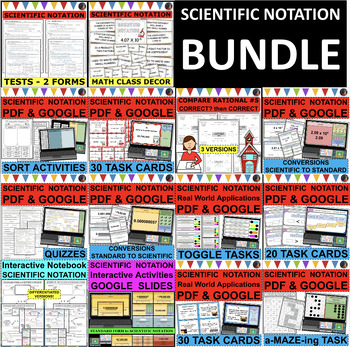 Preview of SCIENTIFIC NOTATION BUNDLE Differentiated Activities PDF & GOOGLE SLIDES