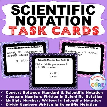 Preview of SCIENTIFIC NOTATION - Task Cards {40 Cards}