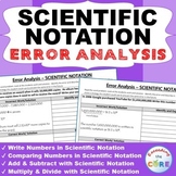 SCIENTIFIC NOTATION Word Problems -  Error Analysis  (Find