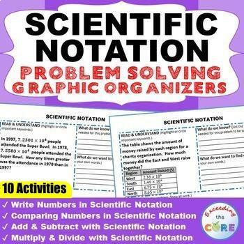 SCIENTIFIC NOTATION Word Problems with Graphic Organizer by Exceeding
