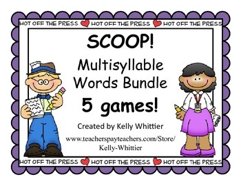 Preview of SCOOP! Multisyllable Word Card Games - 5 in this money saving bundle!