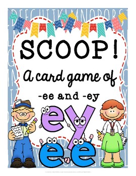 Preview of SCOOP! Words with Digraphs -EE and -EY Reading Card Game