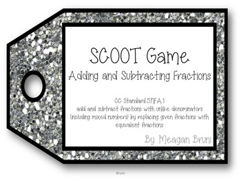 Preview of SCOOT Game - 5.NF.1  Adding and Subtracting Fractions