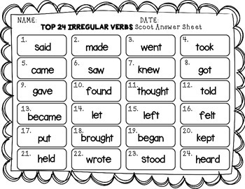 irregular verb patterns english