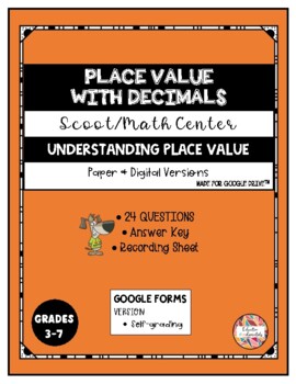 Preview of PLACE VALUE with DECIMALS - Math Center/Scoot / DISTANCE LEARNING