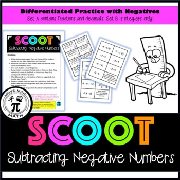 Preview of SCOOT: Subtracting Negatives (Differentiated: Integers OR Fractions/Decimals)