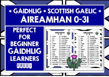 Preview of SCOTTISH GAELIC GÀIDHLIG NUMBERS 0-31 REFERENCE