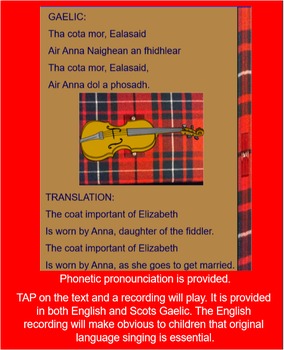 Preview of SCOTTISH SONG:  Tha Cota Mor Ealasaid (SMARTboard) Milling Song