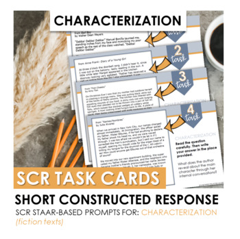 Preview of SCR Short Constructed Response Task Cards: CHARACTERIZATION