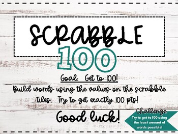 Preview of SCRABBLE 100: Math Enrichment Activity Grades 2-4