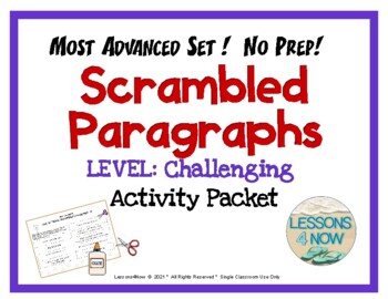 Preview of Scrambled Paragraph Writing Activities: CHALLENGING LEVEL