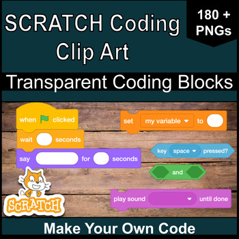 Preview of SCRATCH Coding Clip Art | Transparent Coding Blocks