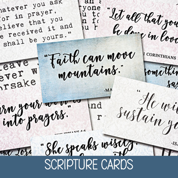 Preview of SCRIPTURE CARDS, BIBLE JOURNAL NOTECARDS, PRINTABLE PRAYER NOTE INSTANT DOWNLOAD