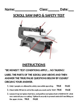 Preview of SCROLL SAW SAFETY TEST ...PART OF THE "3 PART MACHINE PERMIT" SYSTEM