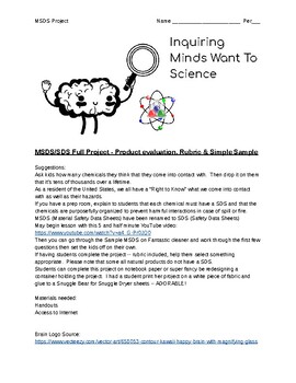 Preview of SDS (MSDS) Full Project - Evaluation, Rubric, Example Project - Sub Friendly