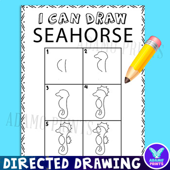 SEA ANIMALS Directed Drawing Bundle : Writing, Reading, Tracing & Coloring