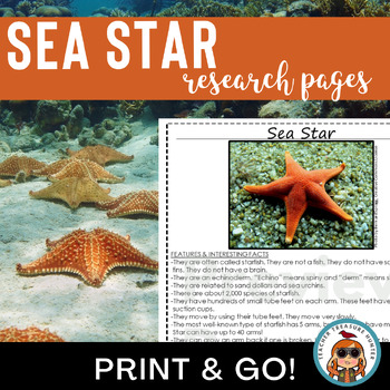 Preview of SEA STAR Ocean Research and Reading Pages Writing Animal Reports STARFISH