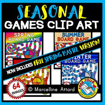 Preview of SEASONAL GAME BOARD TEMPLATES FOR SELLERS WINTER CLIPART FALL SPRING SUMMER