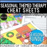 SEASONAL GROWING BUNDLE Themed Cheat Sheets for Speech Therapy
