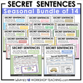 SEASONAL Secret Sentences Practice Worksheets for First Grade