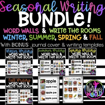 Preview of SEASONAL Word Walls / Writing With REAL photos BUNDLE!