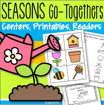 Preview of SEASONS Go-Together Pairs - Centers Printables Cut and Paste Emergent Readers