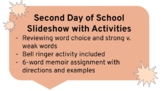 SECOND Day of school Slideshow with Activities 