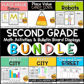 Preview of SECOND GRADE Math Activity & Bulletin Board Display BUNDLE