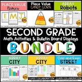 SECOND GRADE Math Activity & Bulletin Board Display BUNDLE