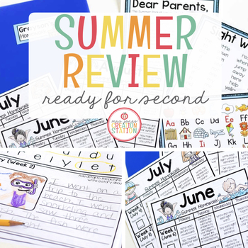 Preview of SECOND GRADE READINESS SUMMER PACKET FOR DISTANCE LEARNING - EDITABLE