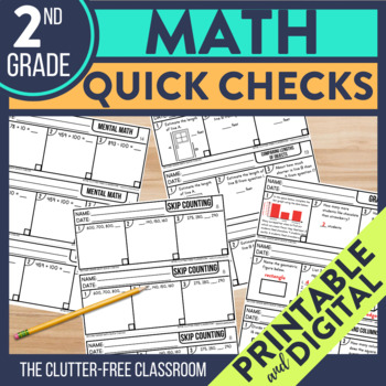 Preview of Math Exit Tickets for 2nd Grade | Printable and Digital Progress Monitoring