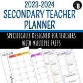 SECONDARY / HIGH SCHOOL MULTI PREP TEACHER PLANNER 2023-2024