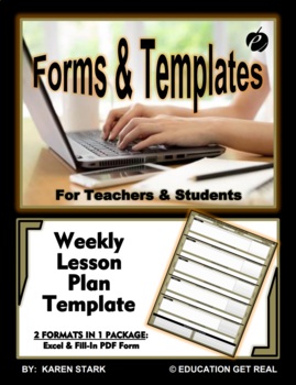 Preview of LESSON PLAN TEMPLATE (EXCEL & PDF FILLABLES)  "Daily/Weekly Plan of Action"