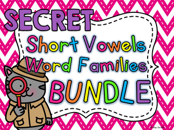 Preview of SECRET WORDS BIG BUNDLE of Short Vowels Word Families Centers