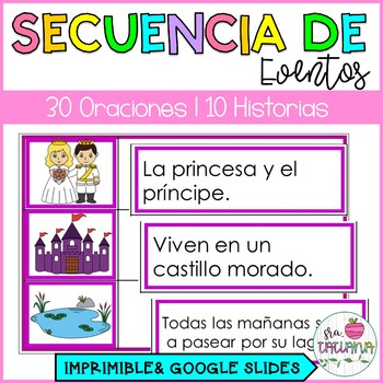 Preview of Sequence of Events Task Cards in Spanish | Secuencia de Eventos | Comprension