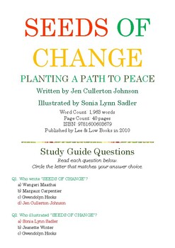 Preview of SEEDS OF CHANGE by Jen Cullerton Johnson; Multiple-Choice Study Guide w/Ans Key