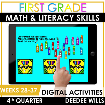 Preview of SEESAW Math & Literacy Tasks for Distance Learning | First Grade 4th QTR