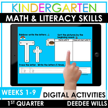 Preview of SEESAW Math & Literacy Tasks for Distance Learning | Kindergarten 1st QTR
