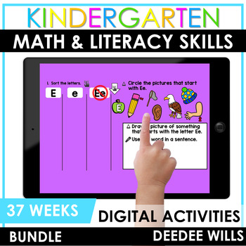 Preview of SEESAW Math & Literacy Tasks for Distance Learning | Kindergarten BUNDLE