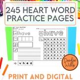 245 Heart Word Mapping Worksheets and Digital Practice Center Activities