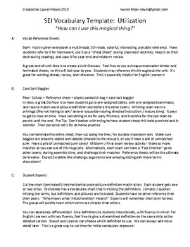 Preview of SEI Vocabulary Chart - Utilization Ideas and Activities