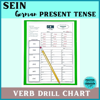 Preview of SEIN German Present Tense Verb Conjugation Drill Chart Practice Worksheet blank