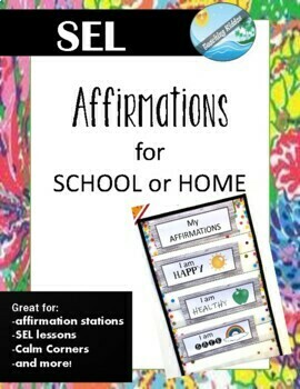 Preview of SEL - AFFIRMATIONS station for growth mindset and mindfulness