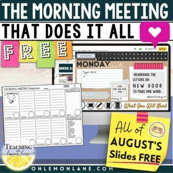 Preview of SEL August Paperless Morning Work Routine Meeting Daily Classroom Google Slides 