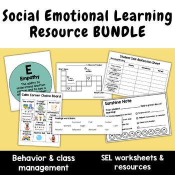 Preview of SEL & Behavior Support BUNDLE | Classroom Management | Worksheets & Posters